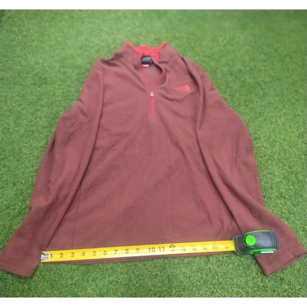 The North Face Fleece Sweatshirt Mens Large Brick Red Quarter Zip Outdoor Winter